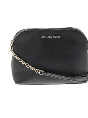 Michael Kors Black Leather Chain-Strap Crossbody